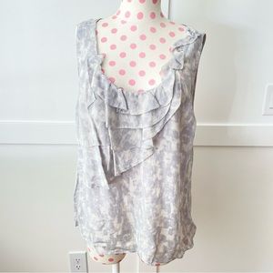 Halogen Nordstrom Silk Ruffle Sleeveless Top Lavender Grey Women's XL Blouse